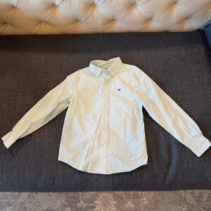 Vineyard Vines boys long sleeve collared button up shirt 7 preppy whale formal